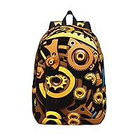 Mechanical Gold Disc Backpack Lightweight Casual Backpack Multipurpose Canvas Backpack With Laptop Compartmen