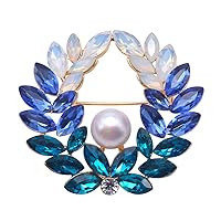 JYXJWELRY Pearl Brooches Delicate Zircon-Inlaid 10mm Freshwater Pearl Brooch Pin for Women