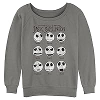 Disney Women's The Nightmare Before Christmas Jack Emotions Junior's Raglan Pullover with Coverstitch