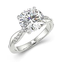 2 CT Petite Twisted Vine Round/Oval Moissanite Engagement Ring in Sterling Silver, Simulated Diamond Infinity Promise Ring for Women, Available in Size 4-16 ＆ 10K/14K/18K Gold (D/VVS1 center)