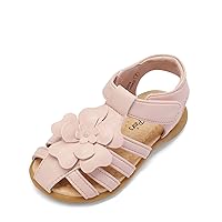 DREAM PAIRS Girls Toddler/Little Kid Closed-Toe Flower Summer Dress Sandals Shoes