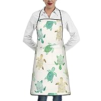 Turtle write Print Novelty Kitchen Apron with Pockets for Women Cooking Baking Gardening Adjustable