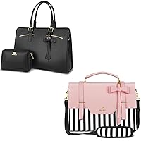 Laptop Tote Bag for Women, Large Waterproof PU Leather Work Briefcase with USB Charging Port Computer Bag fits 15.6 Inch, Lightweight Cute Girly Messenger Shoulder Carrying Work Bag with Rfid Pocket