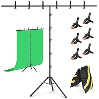 T-Shape Backdrop Stand 8x5FT, Adjustable Background Stand Kit Sturdy Photo Green Screen Holder with 6 Spring Clamps & Carry Bag for Party, Photography, Video