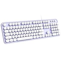 Dilter Wired Keyboard, 104 Keys Full-Sized Typewriter Keyboards, USB Plug and Play Office Keyboard with Number Pad, Caps Indicators, Foldable Stands for Windows, PC, Laptop, Desktop (Purple-White)