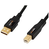 24-Pack USB-A to USB-B 2.0 Cable for Printer or External Hard Drive, Gold-Plated Connectors, 6 Foot, Black