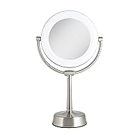 Zadro Lexington LED Lighted Makeup Mirror with Magnification Two-Sided Swivel Mirror with Lights for Makeup Desk Vanity (10X/1X, 12