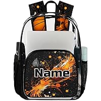 Basketball Sport Personalized Clear Backpack Custom Large Clear Backpack Heavy Duty PVC Transparent Backpack with Reinforced Strap