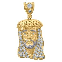 10k Two tone Gold Unisex Cubic Zirconia CZ Jesus Face Religious Charm Pendant Necklace Measures 46.2x22.20m Jewelry Gifts for Women