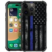 DJSOK Case Compatible with iPhone 14, American Police Flag Case for iPhone 14 Cases for Men Women Fans,Design Pattern Back Bumper Anti Scratch Reinforced Corners Soft TPU Caver