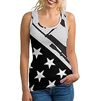 US Flag Guns Sports Tank Tops for Women Summer Sleeveless Shirt Workout Tees Vest