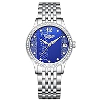 Automatic Watches Self Winding for Woman Stainless Steel Watch Simple Dress Mechanical Ladies Wristwatches Date Luminous Waterproof