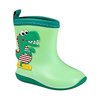 Little Child Toddler Boys Girls Multicolor Rain Boots Dinosaur Print Non Slip Flat Rain Shoes Size 12 Boys Shoes