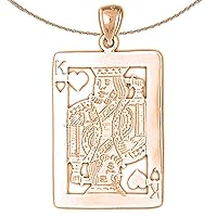 Playing Cards | 14K Rose Gold Playing Cards, King Of Hearts Pendant with 18