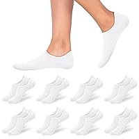 flintronic Women's Trainer Socks, 6/8/10/12 Pairs Women's Ankle Socks, No Show Socks with Non-Slip Silicone, Invisible Trainer Socks, Unisex, Breathable, Short Socks, Cotton, 35-38/39-42