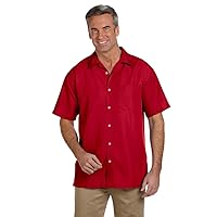 Men's Barbados Textured Camp Shirt, Medium, PARROT RED