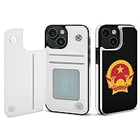 Coat Arms of Vietnam Printed Flip Wallet Phone Case Compatible with iPhone 15/iPhone 15 Plus/iPhone 15 Pro/iPhone 15 Pro Max Protective Cover with Card Holder Kickstand