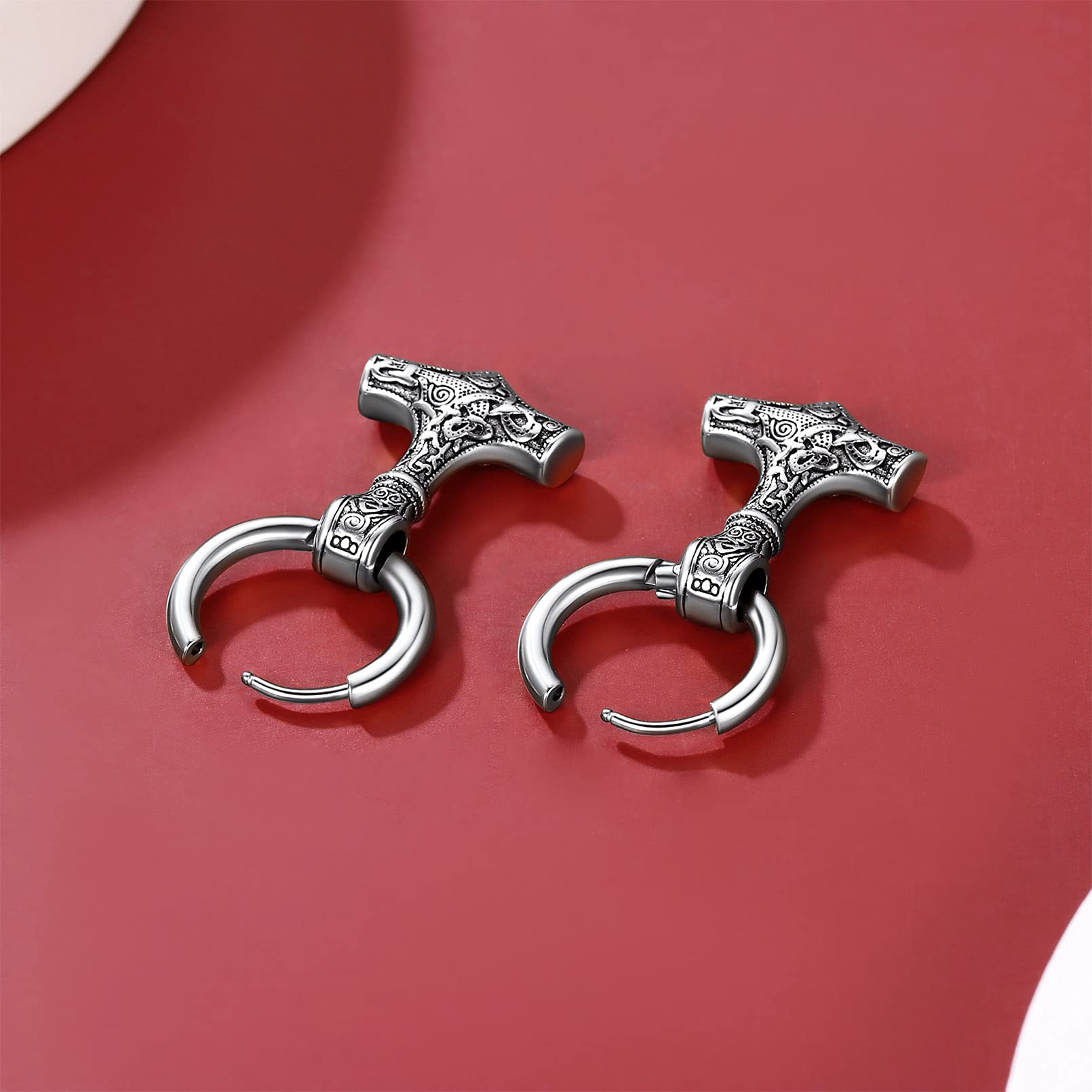 FaithHeart Viking Thors Hammer/Axe/Spear Head Earrings for Women Men Stainless Steel/18K Gold Plated Drop Earring Jewelry Gift Packaging