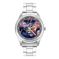 Bald Eagle with USA Flag Classic Watches for Men Fashion Graphic Watch Easy to Read Gifts for Work Workout