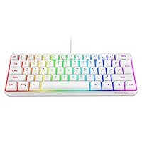 Snpurdiri 60% Wired Gaming Keyboard, 61 Keys RGB Backlit Wrist Rest Ultra-Compact Mini Waterproof Keyboard for PC Computer Gamer (White)