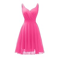 Dressever Summer Cocktail Dress V-Neck Adjustable Spaghetti Strap Chiffon Sundress