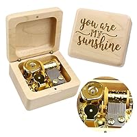 You are My Sunshine Music Box Solid Wood Laser Carving Vintage Gift Musical Boxs for Birthday Valentine's Day Christmas(Maple Wooden Box)