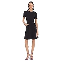 Donna Morgan Women's Jewel Neck Fit and Flare Desk to Dinner Dress Workwear Career Office Event Guest of