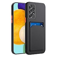 for A52 Samsung Phone Case, Samsung A52 Case with Minimalist Credit Card Holder Slot TPU Soft TPU Silicone Scratch-Resistant Slim Card Slot Wallet Case Protective Cover for Samsung Galaxy A52-Black