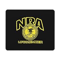 NRA Life Member Mouse Pad Rectangle Gaming Mousepad Square Desk Mat Stitched Edges 10 X 12 Inch for Home Office
