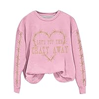 Womens Crewneck Sweatshirt with Heart Graphic - Funny Letter Print Shirts Casual Crewneck Lightweight Pullover Tops