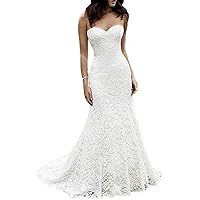 Sweetheart Full Lace Beach Wedding Dress Mermaid Bridal Gown