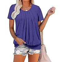 ZOLUCKY Womens Casual Short Sleeve Tunic Tops Scoop Neck T Shirts Summer Loose Fit Tunics