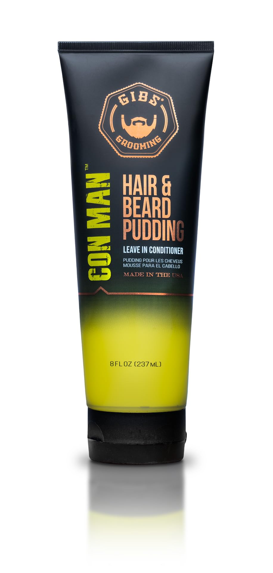 GIBS Con Man Hair and Beard Pudding, Leave In Conditioner, Curl Definer, Moisturizing, 8 oz tube