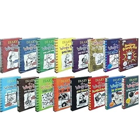 A Library of Diary of A Wimpy Kid 1-16 Books Set Collection Box Set
