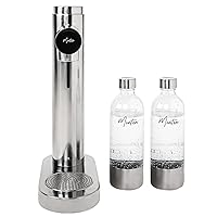 Sparkling Water Maker - Polished Steel Carbonator for Effortless Fizz - Includes 2x 900ML Bottle - Made with Premium Stainless Steel - Compatible with Sodastream & Soda Sense CO2 Cylinders