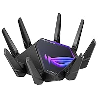 ASUS ROG Rapture GT-AXE16000 Gaming 6E Combinable Router (Tethering as 4G and 5G Router Replacement, 802.11ax), 4-band 6 GHz, 2 Ports 10G, WAN 2.5G, DOS WAN, AiMesh, VPN Fusion)