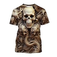 3D Skull T Shirt Halloween 3D Printed Funny T Shirts Mens Horror Nightmare Short Sleeve Shirt for Mens
