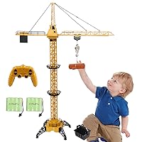 6 Channel Remote Control Crane Toy for Kids - 50.4 inch RC Tower Crane with LED Lights & Sounds, 680° Rotation Lift Construction Vehicles, Excavator Toy for Ages 4,5,6,7,8 Boys & Girls