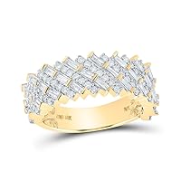 The Diamond Deal 10kt Yellow Gold Mens Baguette Diamond Diagonal Row Band Ring 1-1/2 Cttw