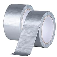 2 Pack Duct Tape Heavy Duty Waterproof Silver Duct Tape, 40 Yards x 2 Inch Strong Adhesive Duct Tape Bulk for Indoor Outdoor Repairs Tear by Hand