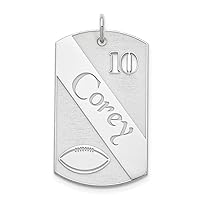 925 Sterling Silver Football Dog Tag Customize Personalize Engravable Charm Pendant Jewelry Gifts For Women or Men (Length 1.52