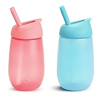Munchkin® Simple Clean™ Toddler Sippy Cup with Easy Clean Straw, 10 Ounce, 2 Pack, Pink/Blue
