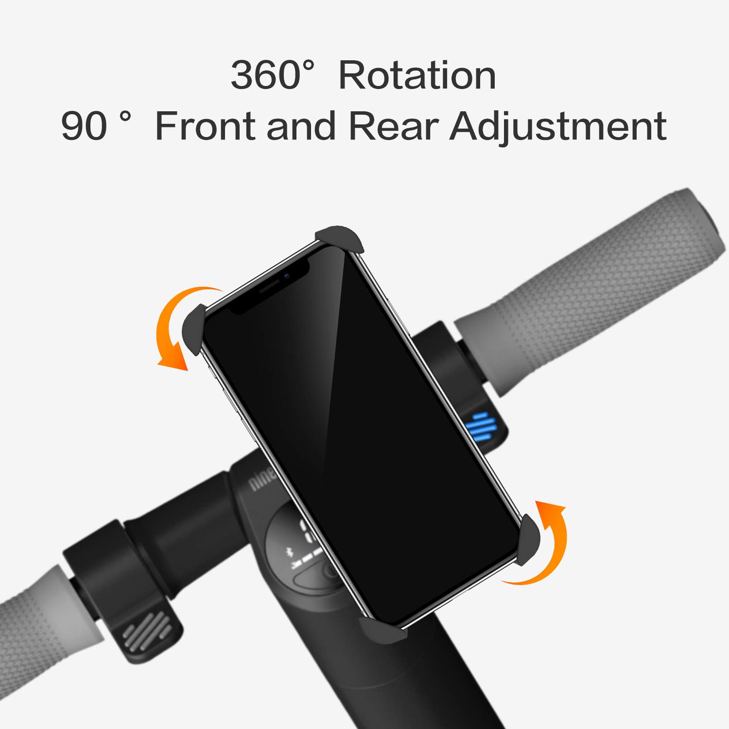 Segway-Ninebot Attachable Phone Mount for MAX/ES2/ES4/E22/ES1L Kick Scooters, 360 Degree Rotatable Adjustable, Black