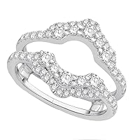 SwaraEcom White Gold Plated Round CZ Solitaire Enhancer Ring Halo Style Guard Wrap Jacket (0.75 Ct)