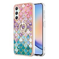 Compatible with Samsung Galaxy A 25 Phone Case, TPU IMD Personalized Colorful Scales Gilded Border Slim Cases Scratch-Proof Shockproof Back Protective Cover with Ring Holder