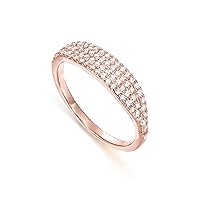 PAVOI 14K Gold Plated Slim Signet Ring with Sparkling Cubic Zirconia | Lightweight Dainty Statement Rings for Women | Everyday Jewelry