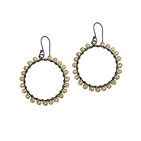Beautiful Design Natural Aqua Cats Eye. Black Plated Gemstone Brass Handmade Wire Wrapped Design Hook Earrings