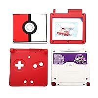 New GBASP DIY Extra Housing Shells 3D-Stereo Red & White Ball Replacement, for Gameboy Advance GBA SP Handheld Console, Custom for Poko Balls Edition Outer Enclosure w/ Buttons, Screws, Sticker