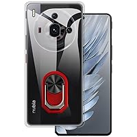 for ZTE Nubia Z50S Pro Ultra Thin Phone Case + Ring Holder Kickstand Bracket, Gel Pudding Soft Silicone Phone 6.78 inches (RedRing-T)