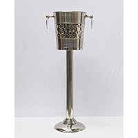 Craftworks Deep Hammered Brushed Nickel Plated Majestic Wine & Ice Bucket with Steel Bucket Stand Wine Chiller On Stand Kitchenware Barware Party Organization Ideas